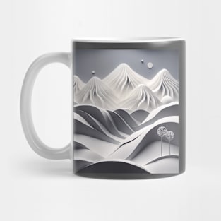 monotonous mountains in shades of gray and white only Mug